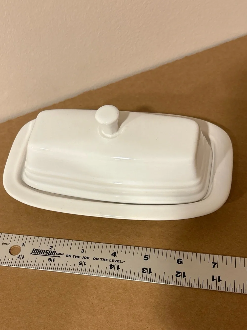 FIESTA White Ceramic Covered Butter Dish with Knob Top FIESTAWARE Retired HTF